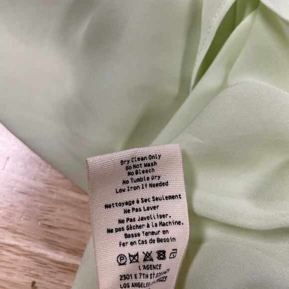 L’Agence NWOT Freja Silk Draped Blouse Light Mint Green Sleeveless Size S - Picture 8 of 11
